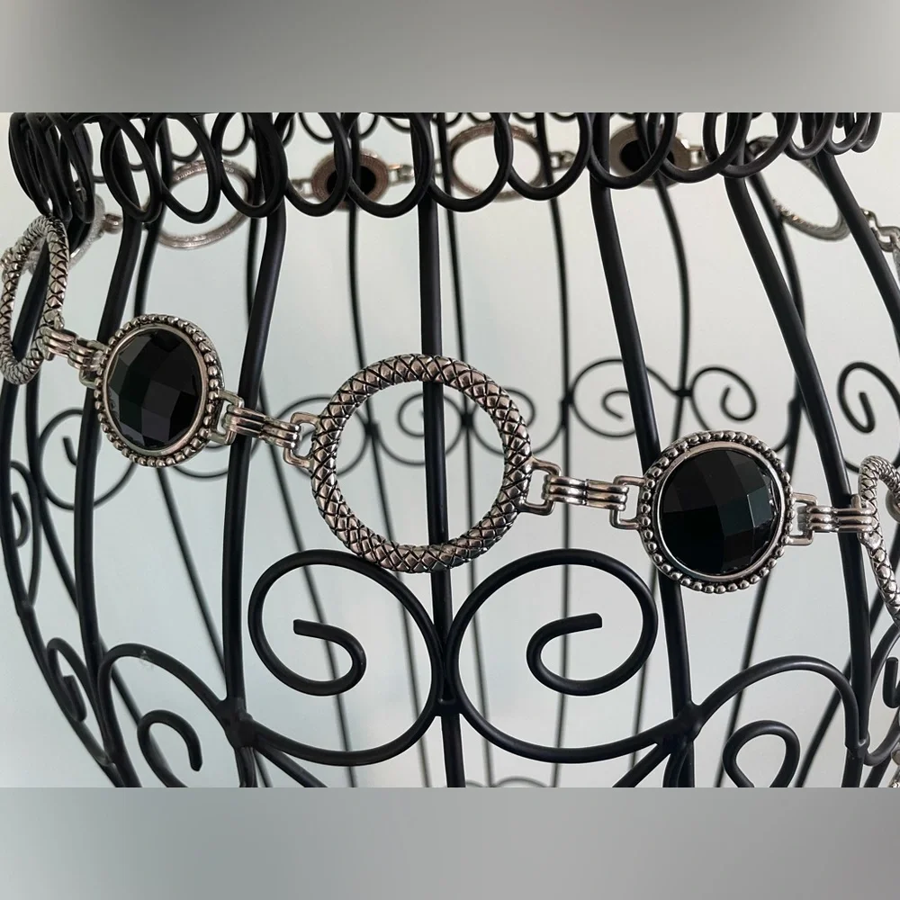 Silver and black Festival chain / festival belt